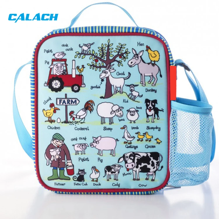 Polyester Cartoon Print Children School European Style Portable Thermal Insulation Lunch Box Bag for Kids