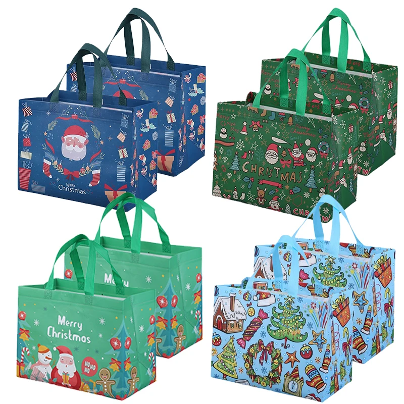 Promotional Reusable Nonwoven Bag Wholesale Custom Design Reinforced Colourful pp Laminated Christmas Non Woven Bags
