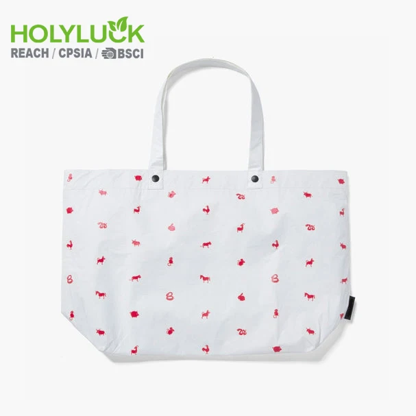 Reusable Custom logo Printing Folding Eco-friendly Women's Custom Tyvek Tote Bag Women Dupont Paper Shopping Bag