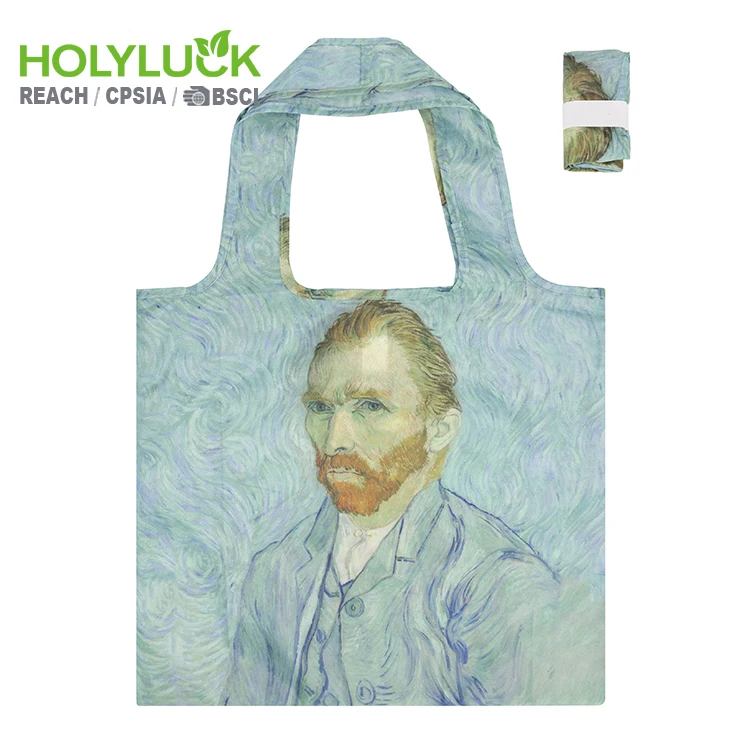 Foldable Recycle Pet Polyester Pocket Bag Rpet Folding Shopping Bag