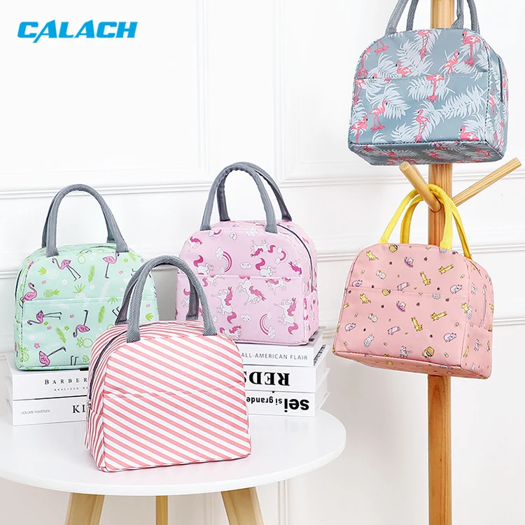 Student Take-away Flamingo Cartoon Bento Insulation Lunch Bag Hand-held Oxford Aluminum Foil Insulation Lunch Bags