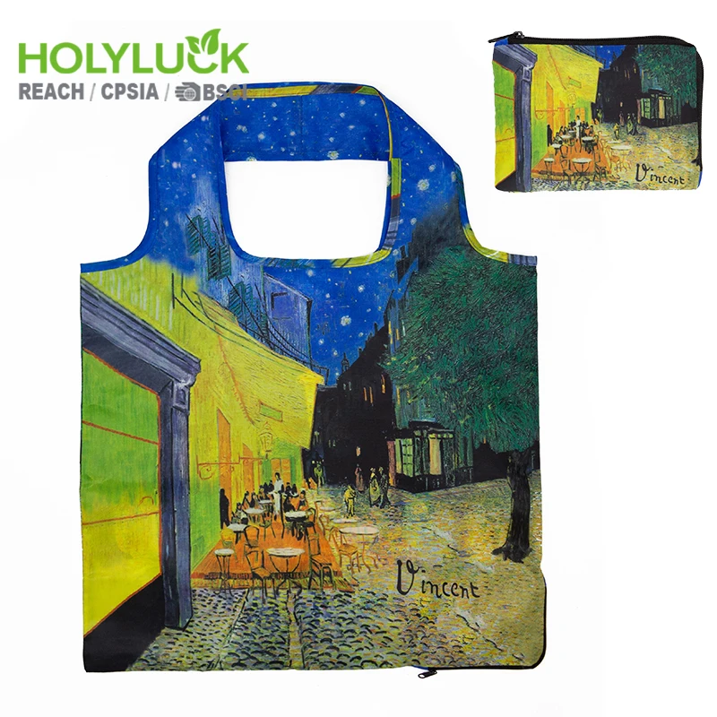 Van Gogh Hand Painted Oil Painting Shopping Bag Famous Painting Pattern