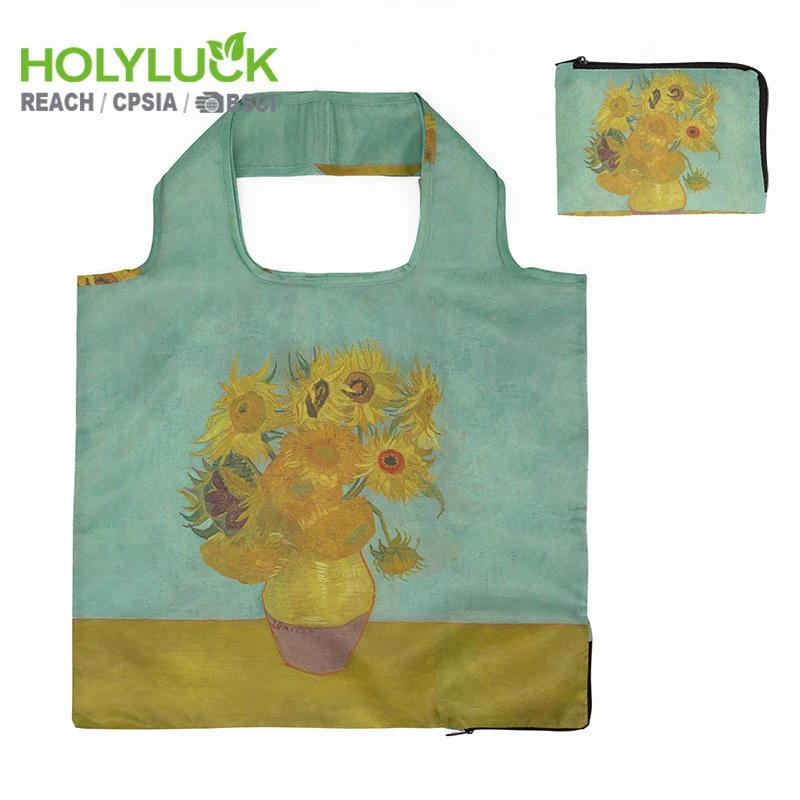 Van Gogh Sunflower Art Printing Folding Shopping Bag