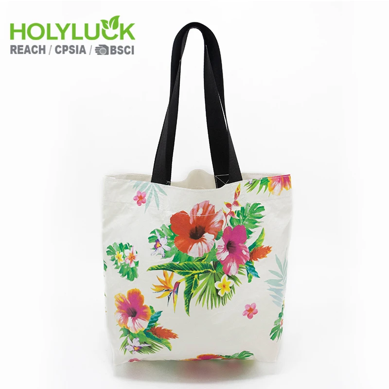 Washable Paper Waterproof Shopping Shoulder Tote Bags Aloha White Tyvek Paper Bag