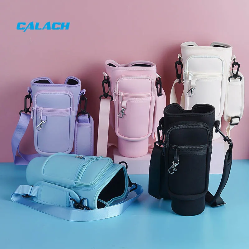 Water Bottle Cooler Sling Bag Sport Hydro Pouch Kids Insulated Water Bottle Crossbody Bag with Front Pocket