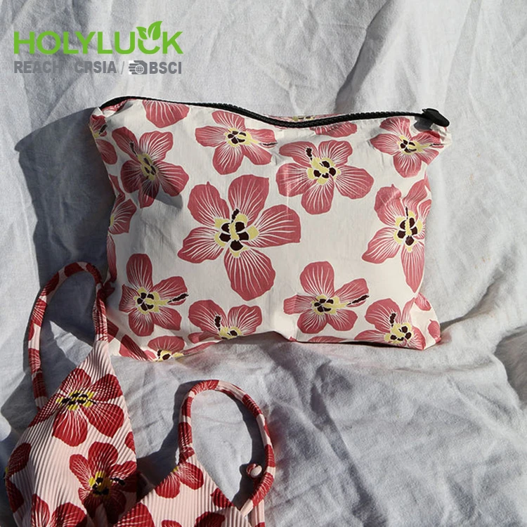 Waterproof Custom logo Mid Size Tyvek Pouch Bikini Waterproof Zipper Organizer pink butterfly Tyvek Cosmetic Bags