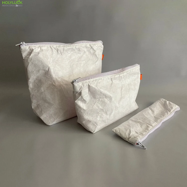 Waterproof Large Capacity Travel Beach Bag Brown Tyvek Paper Women Handbags Tote Small Zipper Cosmetic Bags