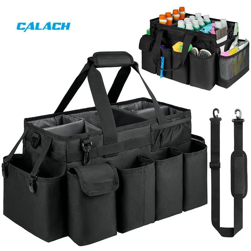 Wearable Cleaning Caddy With Handle Shoulder Straps, Under Sink Car Cleaning Tool Organizers Bag for Housekeepers