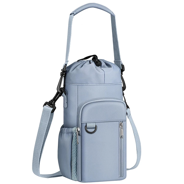 Wholesale Custom Large Reusable 25 40oz Water Bottle Holder with Shoulder Strap Water Bottle Carrier Sling Bag with Phone Pocket