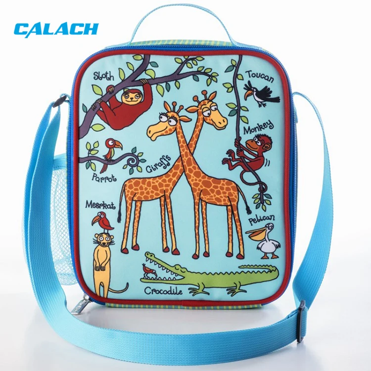Wholesale Custom logo School Large Picnic Cooler Cartoon Portable Kids Insulated Lunch Box Bag with Shoulder Straps