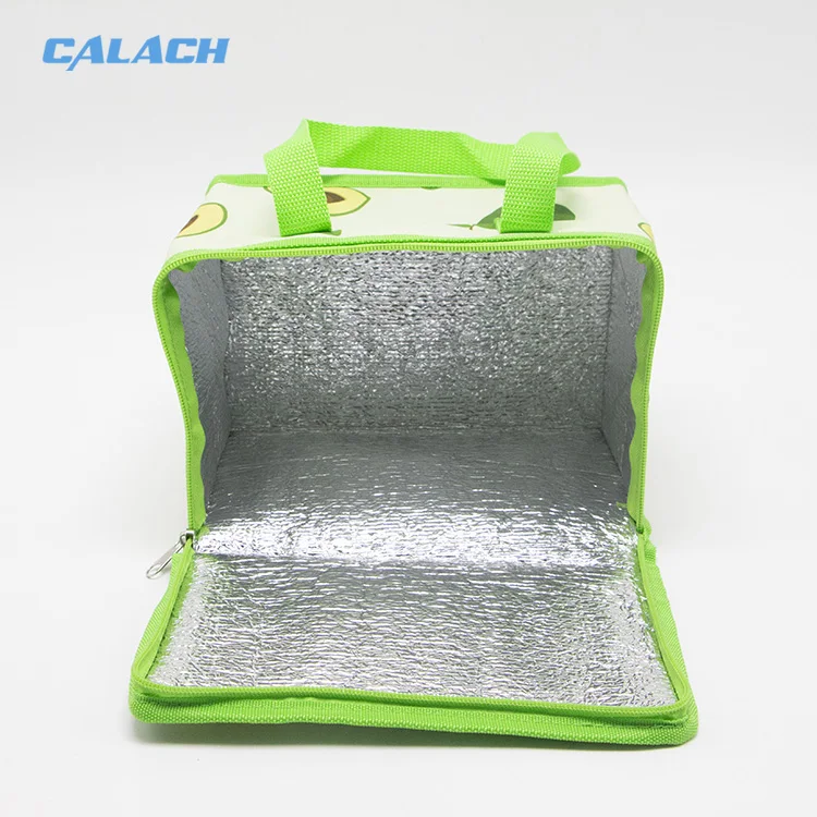Wholesale Foldable Portable Lunch Thermal Polyester Cooler Bag Insulated Nonwoven Lunch Bag Zipper Soft Cooler Bag