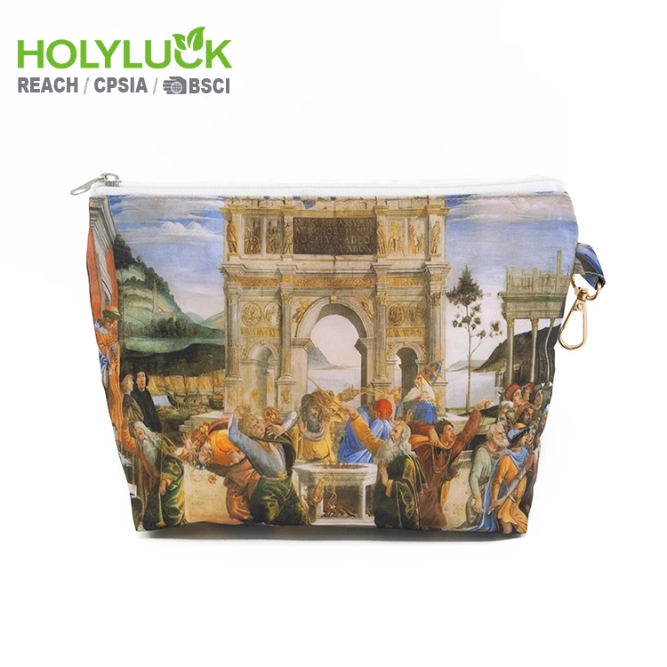 Wholesale Girls Women Small Travel Toiletry Cosmetic Bags Polyester Travel Makeup Brush Zip Pouch for Digital Printing