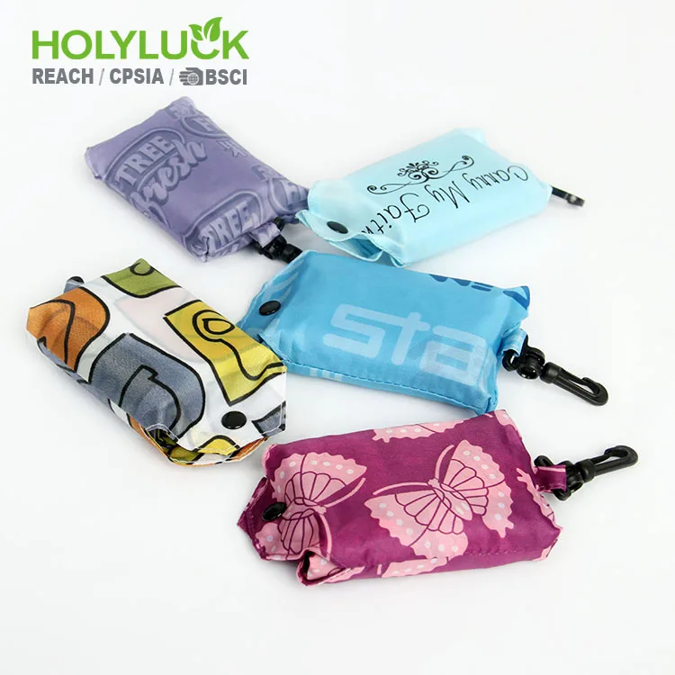 Wholesale Plaid rainbow Reusable Xl Pattern Large Polyester Foldable Shopping Bag with hang