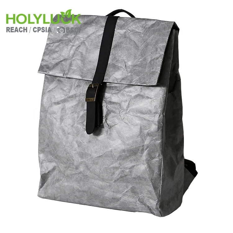 Zero Pollution Minimalist Washable Kraft Paper Bags Tyvek Eco Friendly Packaging Backpack for Travel School