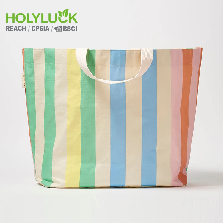 Big Size logo Full Color Printing Design Reusable Grocery Laminated Woven pp Shopping Tote Bag
