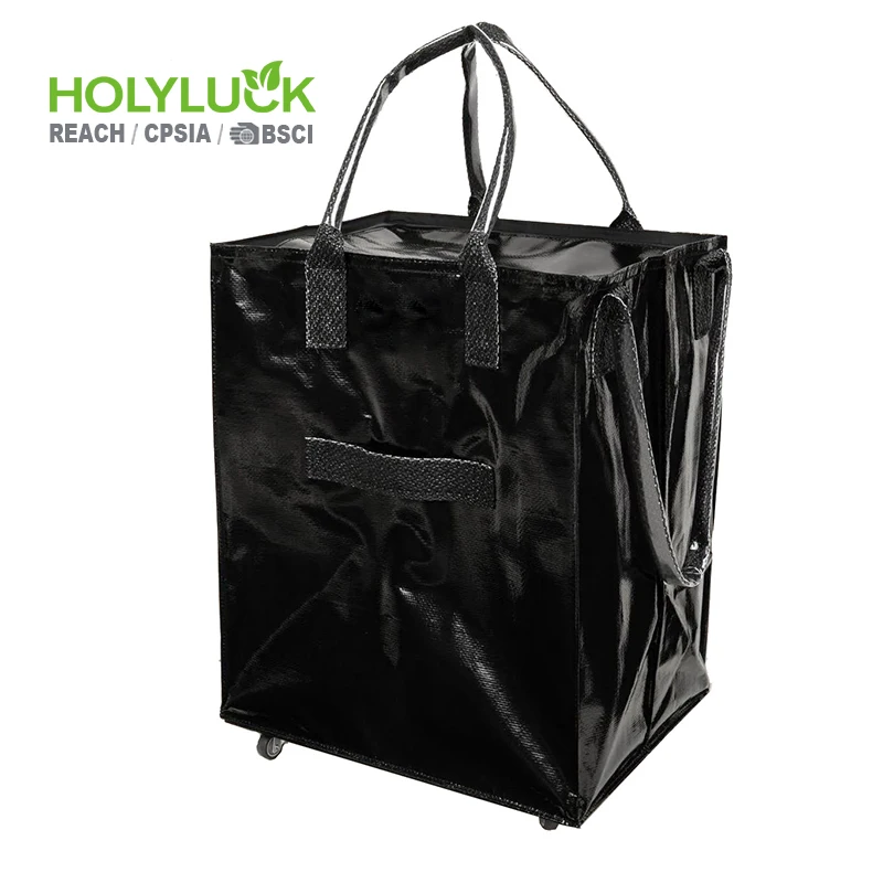 Custom Patterns Reusable Grocery Bag on Wheels Shopping Trolley Foldable Rolling Tote Shopping Bag With Wheels