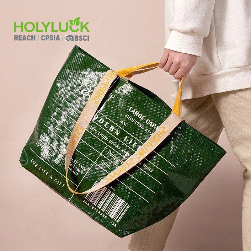 Promotional New Design Large Capacity Custom Reusable Grocery Eco Friendly Waterproof Laminated pp Woven Shopping Bag