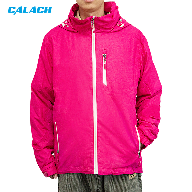 Custom Design Printing Logo Rider Work Wear Pink Uniform Zipper Polyester Breathable Food Delivery Jacket