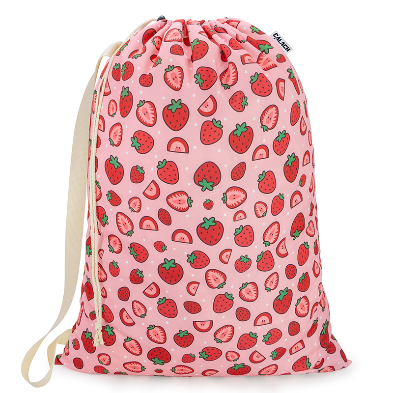 Canvas Laundry Bag with shoulder Strap 24"W x 29"H,  HRS19 (Strawberry)